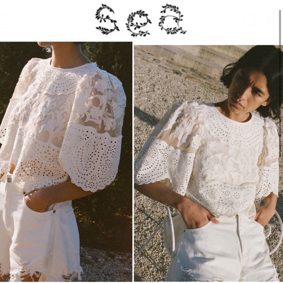 Sea New York White Lace top sz S - Picture 3 of 8